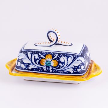Deruta butter dish from the Rameggi collection, handmade by Antica Deruta - Italy