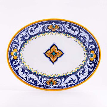 Deruta oval platter from the Rameggi collection, handmade by Antica Deruta - Italy
