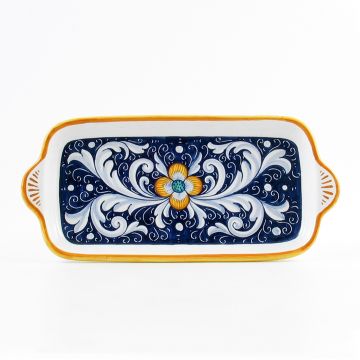 Deruta rectangular tray from the Rameggi collection, handmade by Antica Deruta - Italy