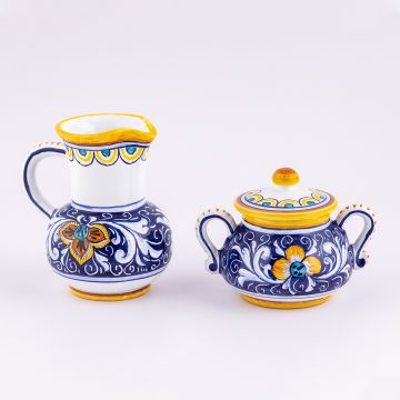 Deruta creamer & sugar set from the Rameggi collection, handmade by Antica Deruta - Italy