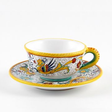Raffaellesco Italian tea cup and saucer handmade by Fima in Deruta