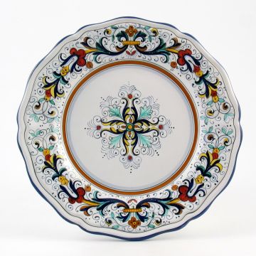 Ricco Deruta Blu Italian round platter handmade by Fima in Deruta