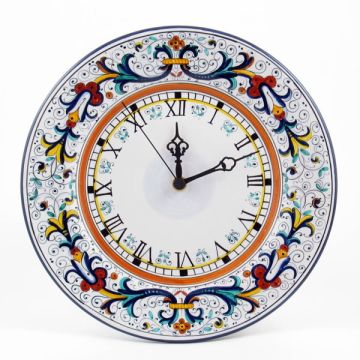 Italian wall clock Ricco Deruta Blu handmade by Fima in Deruta