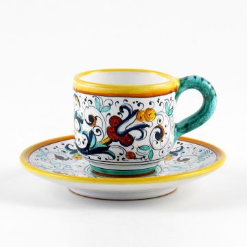 Ricco Deruta Classico Italian espresso cup and saucer handmade by Fima in Deruta