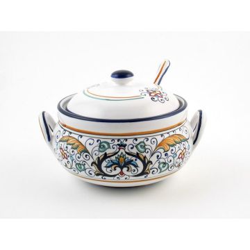 Rinascimento Italian sugar bowl handmade by Fima in Deruta