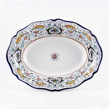 Rinascimento Italian oval serving bowl handmade by Fima in Deruta