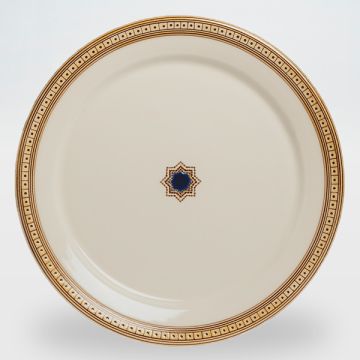Italian round platter from the Zaffiro collection, handmade by Francesco Fasano in Grottaglie, Italy