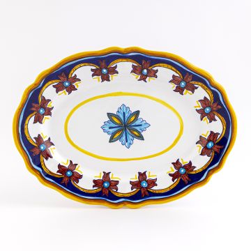 Italian oval platter from the Geometrico S10 Collection handmade by Eugenio Ricciarelli - Deruta, Rapallo, Amalfi
