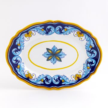 Italian oval platter from the Geometrico S11 Collection handmade by Eugenio Ricciarelli - Deruta, Rapallo, Amalfi