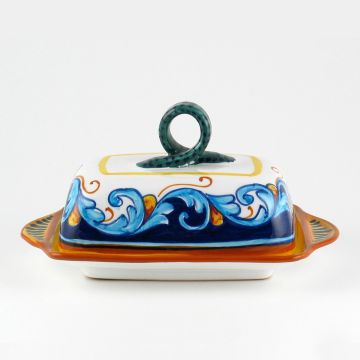 Italian butter dish from the Geometrico S12 Collection handmade by Eugenio Ricciarelli - Deruta, Rapallo, Amalfi
