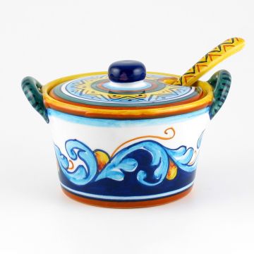 Italian cheese jar from the Geometrico S12 Collection handmade by Eugenio Ricciarelli - Deruta, Rapallo, Amalfi