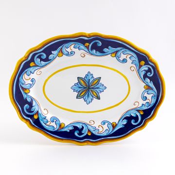 Italian oval platter from the Geometrico S12 Collection handmade by Eugenio Ricciarelli - Deruta, Rapallo, Amalfi