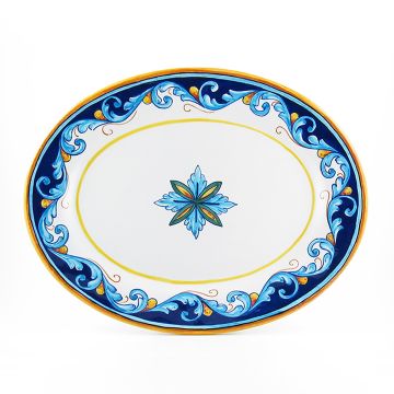 Italian oval platter from the Geometrico S12 Collection handmade by Eugenio Ricciarelli - Deruta, Rapallo, Amalfi