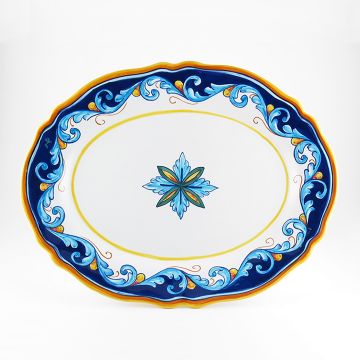 Italian oval platter from the Geometrico S12 Collection handmade by Eugenio Ricciarelli - Deruta, Rapallo, Amalfi
