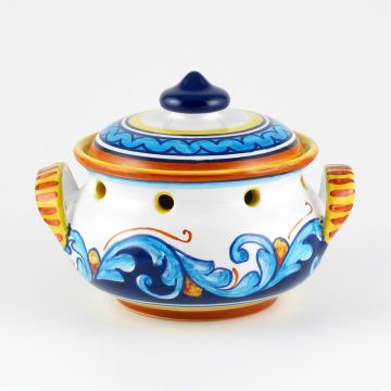 Italian garlic jar from the Geometrico S12 Collection handmade by Eugenio Ricciarelli - Deruta, Rapallo, Amalfi