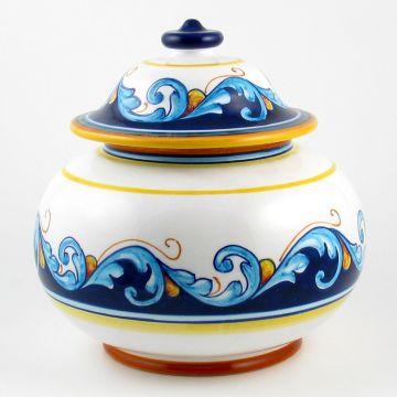 Italian cookie jar from the Geometrico S12 Collection handmade by Eugenio Ricciarelli - Deruta, Rapallo, Amalfi