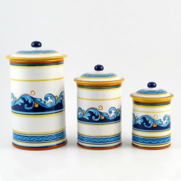 Italian canister from the Geometrico S12 Collection handmade by Eugenio Ricciarelli - Deruta, Rapallo, Amalfi