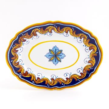 Italian oval platter from the Geometrico S3 Collection handmade by Eugenio Ricciarelli - Deruta, Rapallo, Amalfi