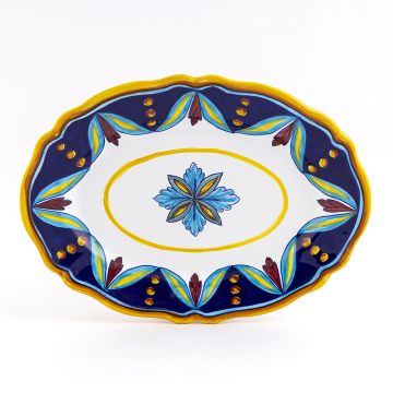 Italian oval platter from the Geometrico S4 Collection handmade by Eugenio Ricciarelli - Deruta, Rapallo, Amalfi