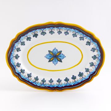 Italian oval platter from the Geometrico S6 Collection handmade by Eugenio Ricciarelli - Deruta, Rapallo, Amalfi