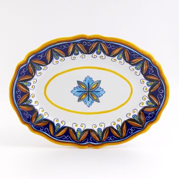 Italian oval platter from the Geometrico S7 Collection handmade by Eugenio Ricciarelli - Deruta, Rapallo, Amalfi