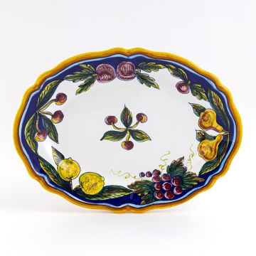 Italian oval platter from the Geometrico S9 Collection handmade by Eugenio Ricciarelli - Deruta, Rapallo, Amalfi
