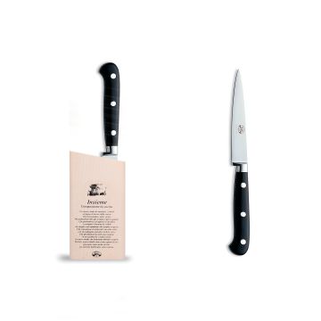 Forgiato Insieme Black straight paring knife handcrafted by Coltellerie Berti in Scarperia, Italy
