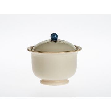Italian sugar bowl from the Occhio di Gatto collection, handmade by Francesco Fasano in Grottaglie, Italy