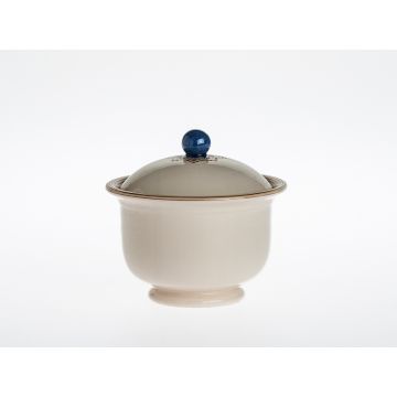 Italian sugar bowl from the Zaffiro collection, handmade by Francesco Fasano in Grottaglie, Italy