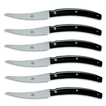 Convivio Nuovo steak knives black lucite handles - set of 6 handcrafted by Coltellerie Berti in Scarperia, Italy