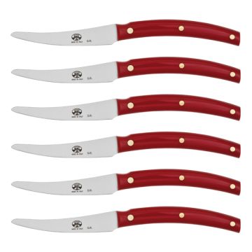 Convivio Nuovo steak knives red lucite handles - set of 6 handcrafted by Coltellerie Berti in Scarperia, Italy