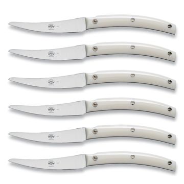 Convivio Nuovo steak knives white lucite handles - set of 6 handcrafted by Coltellerie Berti in Scarperia, Italy
