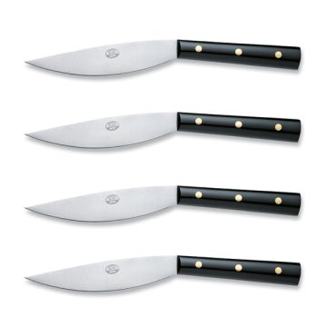 Valdichiana steak knives black lucite handles - set of 4 handcrafted by Coltellerie Berti in Scarperia, Italy