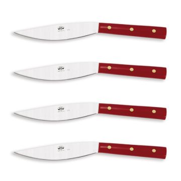 Valdichiana steak knives red lucite handles - set of 4 handcrafted by Coltellerie Berti in Scarperia, Italy