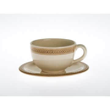 Italian tea cup and saucer from the Occhio di Gatto collection, handmade by Francesco Fasano in Grottaglie, Italy