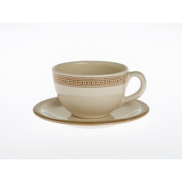 Italian tea cup and saucer from the Rubino collection, handmade by Francesco Fasano in Grottaglie, Italy