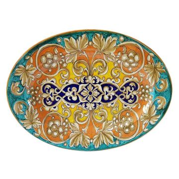 Italian oval platter Barocco from the Thanksgiving Collection handmade by Francesca Niccacci in Deruta