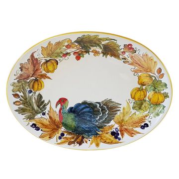 Italian oval platter Autunno from the Thanksgiving Collection handmade by Francesca Niccacci in Deruta