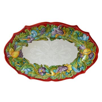 Italian oval platter Lilium from the Thanksgiving Collection handmade by Francesca Niccacci in Deruta