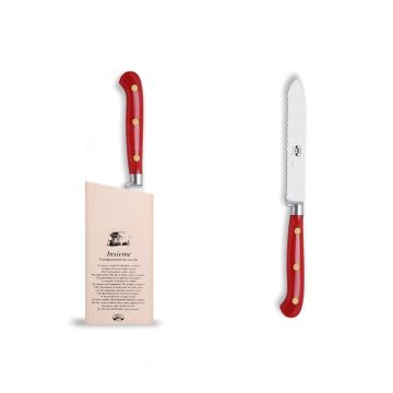 Forgiato Insieme Red tomato knife handcrafted by Coltellerie Berti in Scarperia, Italy