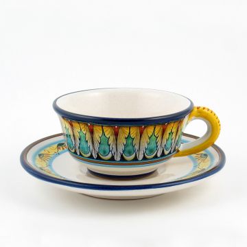 Vario F1 Italian tea cup and saucer handmade by Fima in Deruta