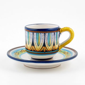 Vario F2 Italian espresso cup and saucer handmade by Fima in Deruta