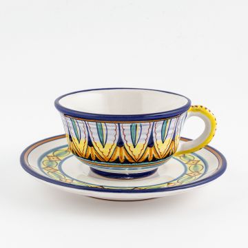 Vario F2 Italian tea cup and saucer handmade by Fima in Deruta