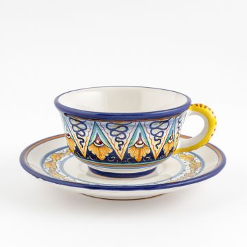 Vario F3 Italian tea cup and saucer handmade by Fima in Deruta
