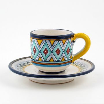 Vario F4 Italian espresso cup and saucer handmade by Fima in Deruta