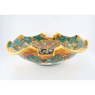 Italian centerpiece bowl Autumn handmade by Francesca Niccacci in Deruta