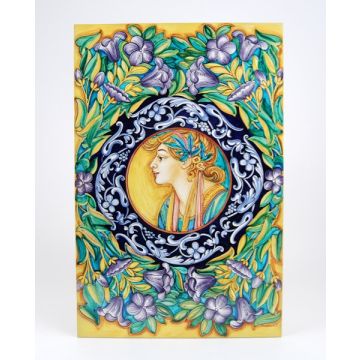 Italian wall plaque Liberty handmade by Francesca Niccacci in Deruta