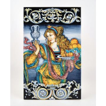 Italian wall plaque Le Grazie handmade by Francesca Niccacci in Deruta