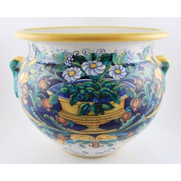 Italian planter Flower Basket 3 handmade by Francesca Niccacci in Deruta