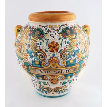 Italian urn Angels handmade by Francesca Niccacci in Deruta